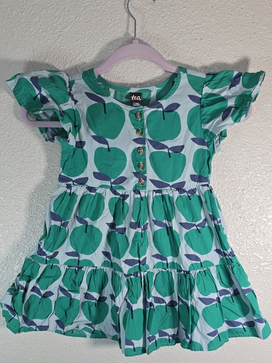 Tea Collection Other - Tea Collection Green Apple Print Ruffled Kids Dress